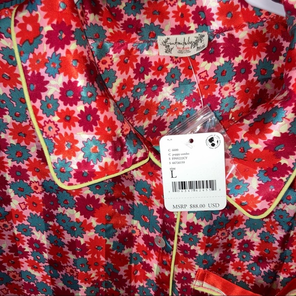 Free People Pillow Talk Satin PJ Pajama Set Retro Floral NWT - Picture 7 of 12